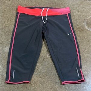 Nike Black and Pink Performance Capris